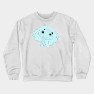 Blue grey baby elephant watercolor art Crewneck Sweatshirt